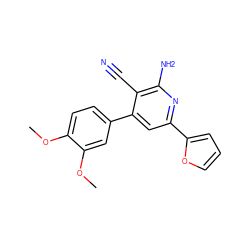 COc1ccc(-c2cc(-c3ccco3)nc(N)c2C#N)cc1OC ZINC000040428864