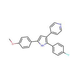 COc1ccc(-c2cc(-c3ccncc3)c(-c3ccc(F)cc3)[nH]2)cc1 ZINC000003832083