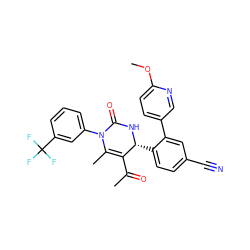 COc1ccc(-c2cc(C#N)ccc2[C@H]2NC(=O)N(c3cccc(C(F)(F)F)c3)C(C)=C2C(C)=O)cn1 ZINC001772613625