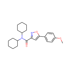 COc1ccc(-c2cc(C(=O)N(C3CCCCC3)C3CCCCC3)no2)cc1 ZINC000073351193