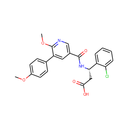 COc1ccc(-c2cc(C(=O)N[C@@H](CC(=O)O)c3ccccc3Cl)cnc2OC)cc1 ZINC000261181032