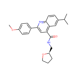 COc1ccc(-c2cc(C(=O)NC[C@H]3CCCO3)c3cc(C(C)C)ccc3n2)cc1 ZINC000003047070