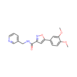 COc1ccc(-c2cc(C(=O)NCc3cccnc3)no2)cc1OC ZINC000000423739