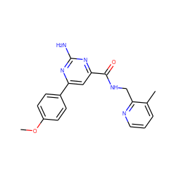 COc1ccc(-c2cc(C(=O)NCc3ncccc3C)nc(N)n2)cc1 ZINC000045352658