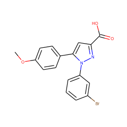 COc1ccc(-c2cc(C(=O)O)nn2-c2cccc(Br)c2)cc1 ZINC000299861966