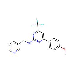 COc1ccc(-c2cc(C(F)(F)F)nc(NCc3cccnc3)n2)cc1 ZINC000017440267