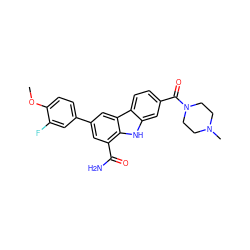 COc1ccc(-c2cc(C(N)=O)c3[nH]c4cc(C(=O)N5CCN(C)CC5)ccc4c3c2)cc1F ZINC000113203219