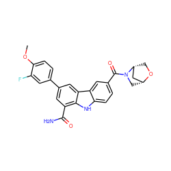 COc1ccc(-c2cc(C(N)=O)c3[nH]c4ccc(C(=O)N5C[C@@H]6C[C@H]5CO6)cc4c3c2)cc1F ZINC000113201996