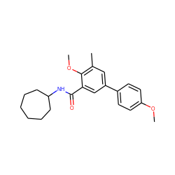 COc1ccc(-c2cc(C)c(OC)c(C(=O)NC3CCCCCC3)c2)cc1 ZINC000299855885