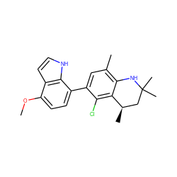 COc1ccc(-c2cc(C)c3c(c2Cl)[C@H](C)CC(C)(C)N3)c2[nH]ccc12 ZINC000029043483