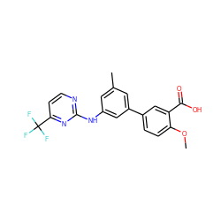 COc1ccc(-c2cc(C)cc(Nc3nccc(C(F)(F)F)n3)c2)cc1C(=O)O ZINC000145611240