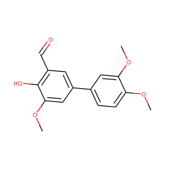 COc1ccc(-c2cc(C=O)c(O)c(OC)c2)cc1OC ZINC000031995788