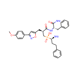 COc1ccc(-c2cc(C[C@H](C[P@](=O)(O)[C@@H](N)CCc3ccccc3)C(=O)N[C@@H](Cc3ccccc3)C(N)=O)on2)cc1 ZINC001772613301