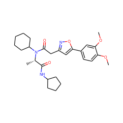 COc1ccc(-c2cc(CC(=O)N(C3CCCCC3)[C@@H](C)C(=O)NC3CCCC3)no2)cc1OC ZINC000095755383