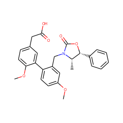 COc1ccc(-c2cc(CC(=O)O)ccc2OC)c(CN2C(=O)O[C@H](c3ccccc3)[C@@H]2C)c1 ZINC000073157766