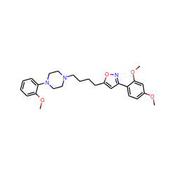 COc1ccc(-c2cc(CCCCN3CCN(c4ccccc4OC)CC3)on2)c(OC)c1 ZINC000013441304