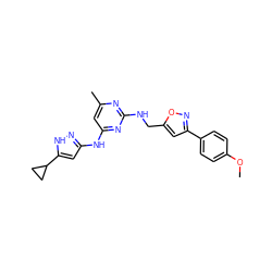 COc1ccc(-c2cc(CNc3nc(C)cc(Nc4cc(C5CC5)[nH]n4)n3)on2)cc1 ZINC000203007580