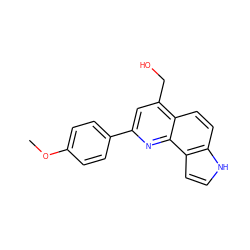 COc1ccc(-c2cc(CO)c3ccc4[nH]ccc4c3n2)cc1 ZINC000096286007