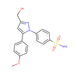 COc1ccc(-c2cc(CO)nn2-c2ccc(S(N)(=O)=O)cc2)cc1 ZINC000095586265