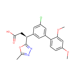 COc1ccc(-c2cc(Cl)cc([C@H](CC(=O)O)c3nnc(C)o3)c2)c(OC)c1 ZINC001772600388