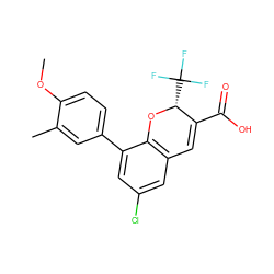 COc1ccc(-c2cc(Cl)cc3c2O[C@H](C(F)(F)F)C(C(=O)O)=C3)cc1C ZINC000066074066