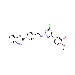 COc1ccc(-c2cc(Cl)nc(NCc3ccc(C(=O)Nc4ccccc4N)cc3)n2)cc1OC ZINC000029127917