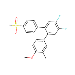 COc1ccc(-c2cc(F)c(F)cc2-c2ccc(S(C)(=O)=O)cc2)cc1C ZINC000003814665