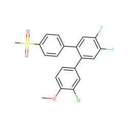 COc1ccc(-c2cc(F)c(F)cc2-c2ccc(S(C)(=O)=O)cc2)cc1Cl ZINC000013755791