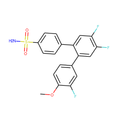 COc1ccc(-c2cc(F)c(F)cc2-c2ccc(S(N)(=O)=O)cc2)cc1F ZINC000003814673