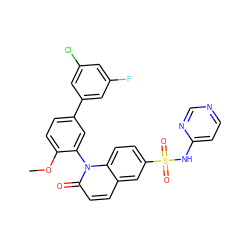 COc1ccc(-c2cc(F)cc(Cl)c2)cc1-n1c(=O)ccc2cc(S(=O)(=O)Nc3ccncn3)ccc21 ZINC001772602983
