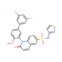 COc1ccc(-c2cc(F)cc(Cl)c2)cc1-n1c(=O)ccc2cc(S(=O)(=O)Nc3ccon3)ccc21 ZINC001772575269