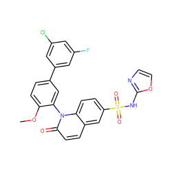 COc1ccc(-c2cc(F)cc(Cl)c2)cc1-n1c(=O)ccc2cc(S(=O)(=O)Nc3ncco3)ccc21 ZINC001772592441