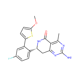 COc1ccc(-c2cc(F)ccc2[C@H]2Cc3nc(N)nc(C)c3C(=O)N2)s1 ZINC000117704905