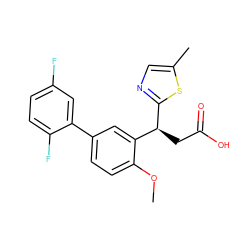 COc1ccc(-c2cc(F)ccc2F)cc1[C@H](CC(=O)O)c1ncc(C)s1 ZINC001772622145