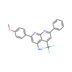 COc1ccc(-c2cc(N)c3c(C(F)(F)F)cc(-c4ccccc4)nc3n2)cc1 ZINC000103202070