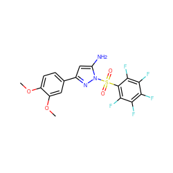 COc1ccc(-c2cc(N)n(S(=O)(=O)c3c(F)c(F)c(F)c(F)c3F)n2)cc1OC ZINC000004111161