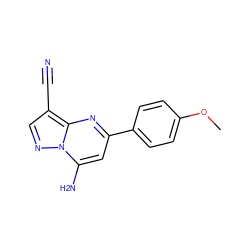 COc1ccc(-c2cc(N)n3ncc(C#N)c3n2)cc1 ZINC000084709927