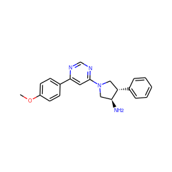 COc1ccc(-c2cc(N3C[C@H](c4ccccc4)[C@@H](N)C3)ncn2)cc1 ZINC000028823816