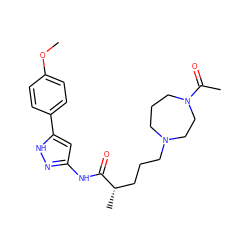 COc1ccc(-c2cc(NC(=O)[C@@H](C)CCCN3CCCN(C(C)=O)CC3)n[nH]2)cc1 ZINC000084731708