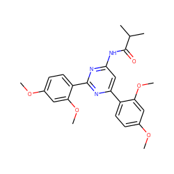 COc1ccc(-c2cc(NC(=O)C(C)C)nc(-c3ccc(OC)cc3OC)n2)c(OC)c1 ZINC000066113045