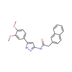 COc1ccc(-c2cc(NC(=O)Cc3ccc4ccccc4c3)n[nH]2)cc1OC ZINC000001488848