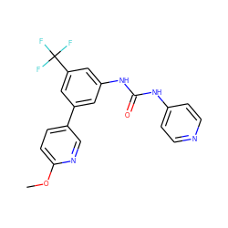 COc1ccc(-c2cc(NC(=O)Nc3ccncc3)cc(C(F)(F)F)c2)cn1 ZINC000653687967