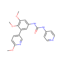 COc1ccc(-c2cc(NC(=O)Nc3ccncc3)cc(OC)c2OC)cn1 ZINC000653705318