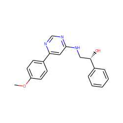 COc1ccc(-c2cc(NC[C@H](O)c3ccccc3)ncn2)cc1 ZINC000103261287