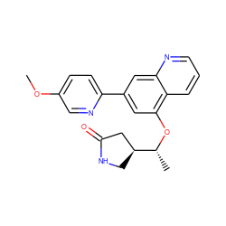 COc1ccc(-c2cc(O[C@H](C)[C@H]3CNC(=O)C3)c3cccnc3c2)nc1 ZINC000147822510