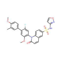 COc1ccc(-c2cc(OC)c(-n3c(=O)ccc4cc(S(=O)(=O)Nc5ccon5)ccc43)cc2F)cc1C ZINC001772609133
