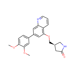 COc1ccc(-c2cc(OC[C@H]3CNC(=O)C3)c3cccnc3c2)cc1OC ZINC000147808112