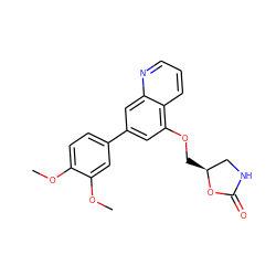 COc1ccc(-c2cc(OC[C@H]3CNC(=O)O3)c3cccnc3c2)cc1OC ZINC000147808557