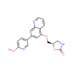 COc1ccc(-c2cc(OC[C@H]3CNC(=O)O3)c3cccnc3c2)cn1 ZINC000147809836