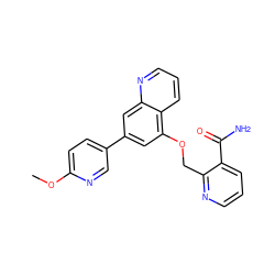 COc1ccc(-c2cc(OCc3ncccc3C(N)=O)c3cccnc3c2)cn1 ZINC000147815315